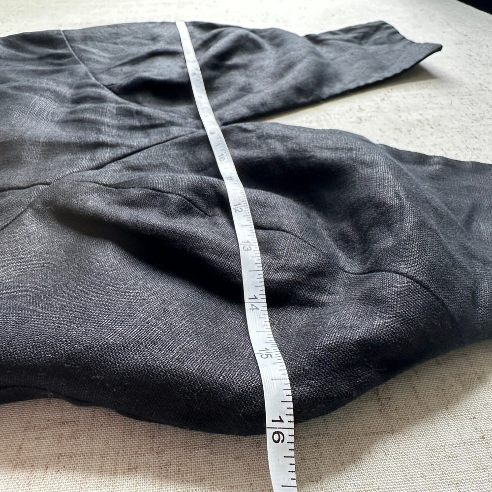 Reformation Evette Linen Top Deep V Black LBT 6 - Picture 8 of 9